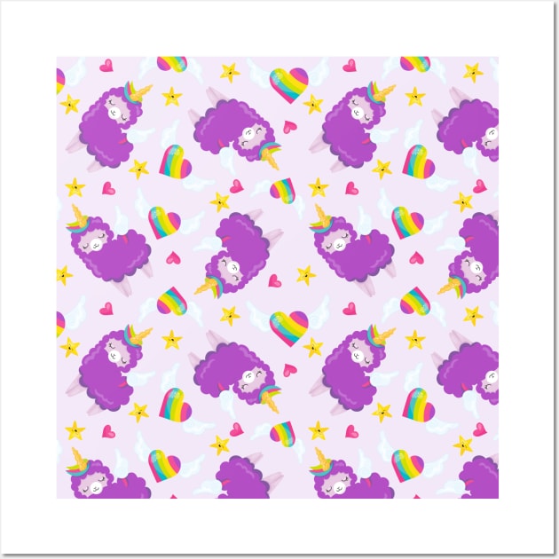 Wannabe Unicorn Purple Lllamacorn Llama Unicorn Neck Gaiter Wall Art by DANPUBLIC